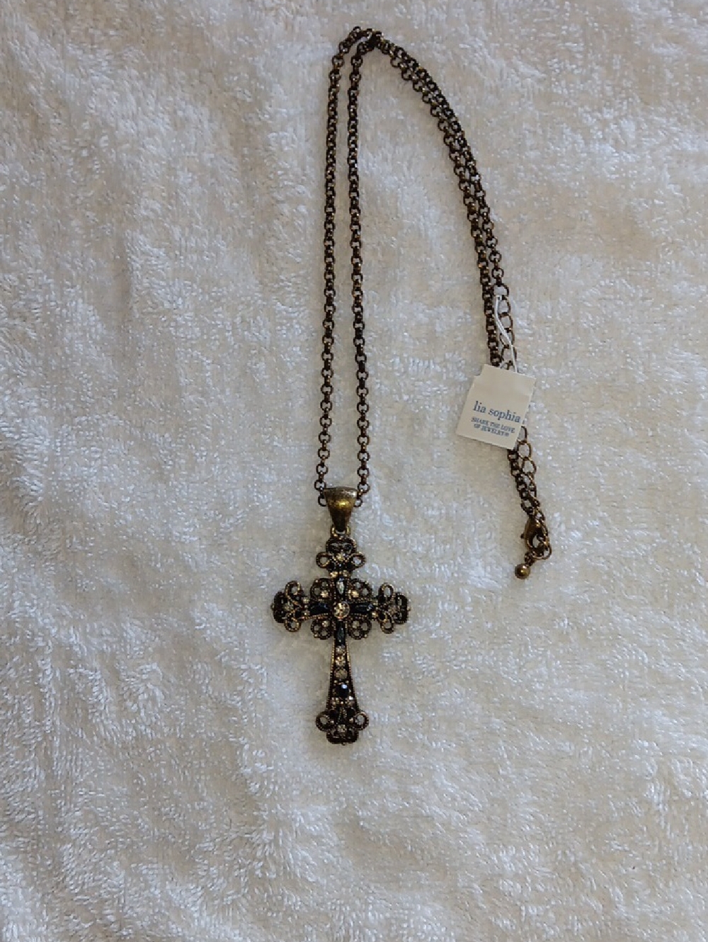 Lia Sophia Antique Finish Gold-Tone Filigree Cross Necklace